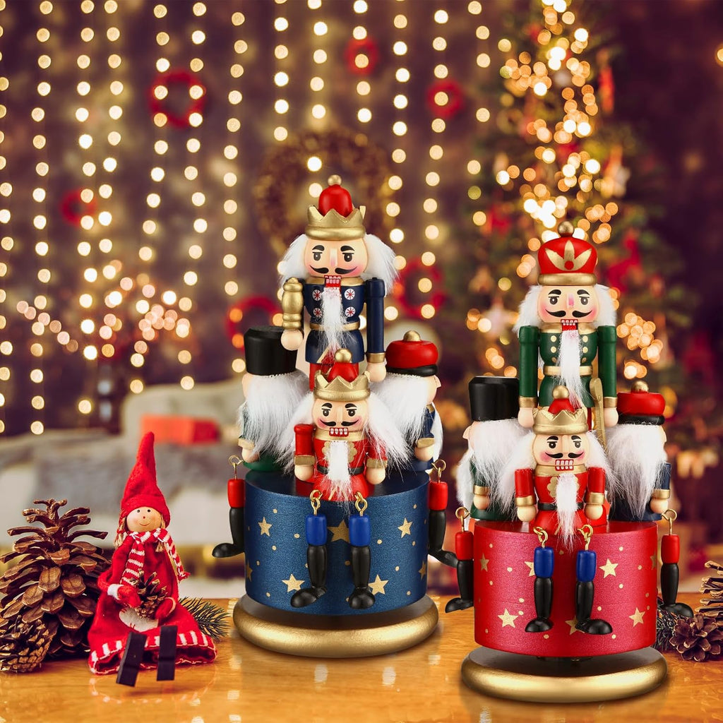 3 Pcs Nutcracker Soldier Music Box Wooden Clockwork Soldier Figures