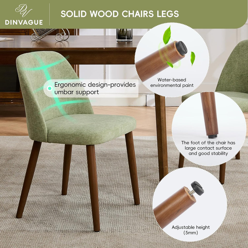 Upholstered Dining Chairs Set of 2,Solid Wood Legs,Modern Dining Chairs Set of 2