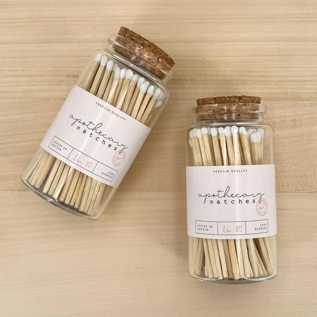 Apothecary Wooden Matches in a Jar with Striker | Decorative Matches for Candles | Long Matches for Candles