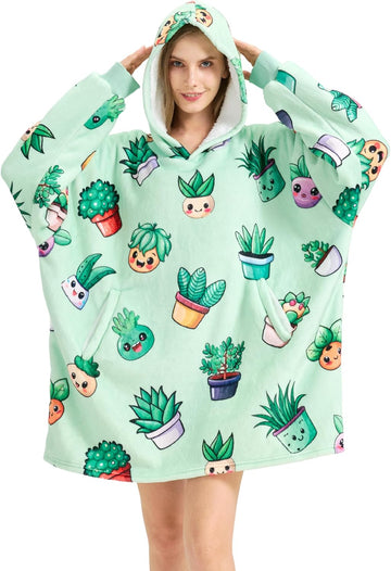 Plant Gifts for Gardening Lovers, Wearable Blanket Hoodie, Hooded Blankets | Oversized Sweatshirt, Cozy, Warm, Soft