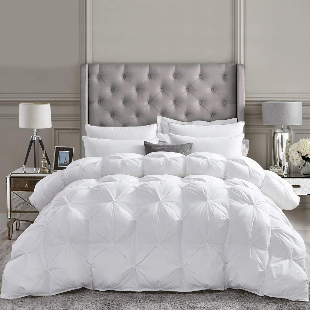 Luxurious All-Season Goose Down Feather Fiber Comforter Super King Duvet Insert (120x120)
