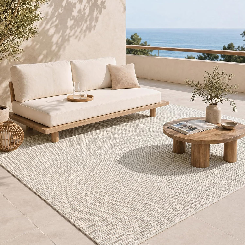 Washable Easy Jute Rug 8x10, Non Slip, Indoor Outdoor Natural Color Fiber Large Area Rugs , Boho Woven Design