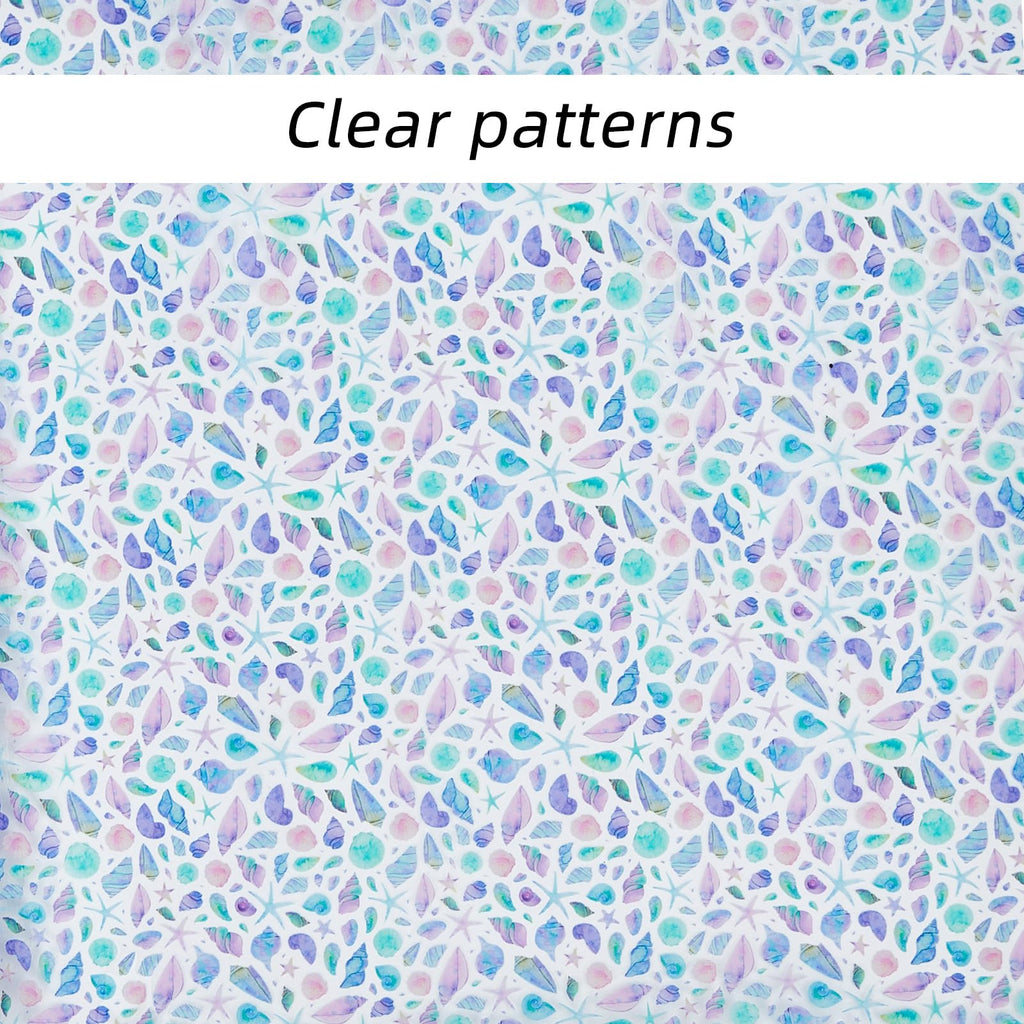 Printed TPU Jelly Faux Leather Fabric, 47.2 x 11.8 Inch Transparent Clear Jelly Vinyl Sheet, Sea Shell Printed Jelly