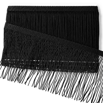 Black Chainette Fringe Trim for Sewing, 4 Inches Wide, Decorative Fringes for Clothing, DIY Crafts, Latin - 5 Yards