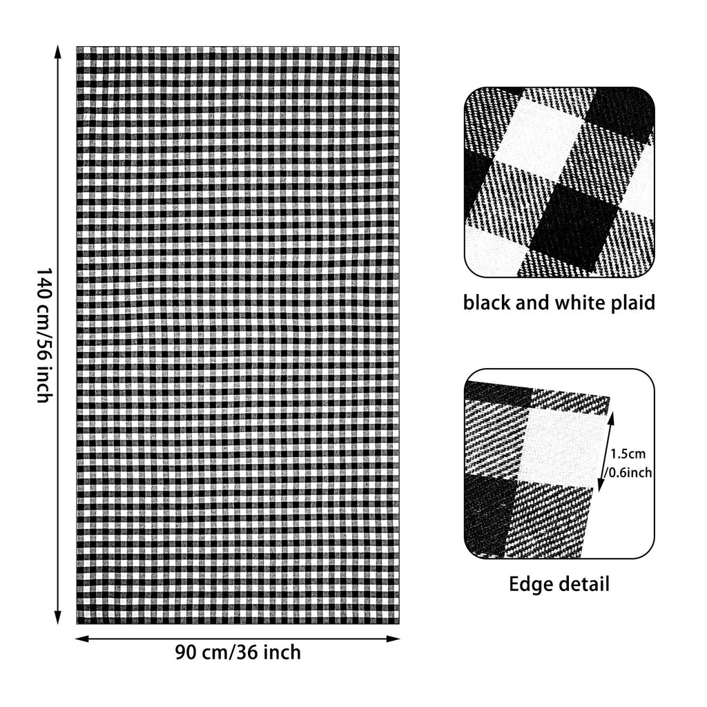 Buffalo Plaid Fabric 56x36 in Cotton Christmas Decoration, White-Black
