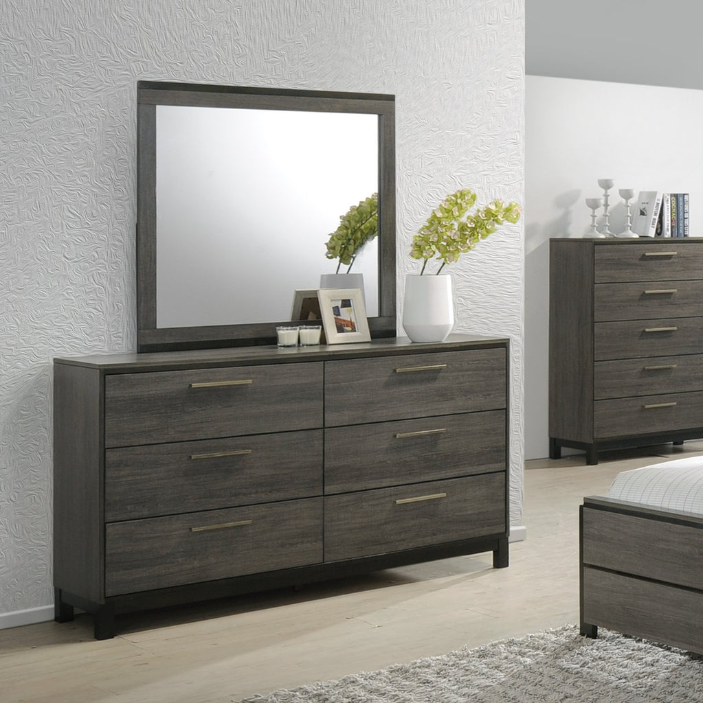 Ioana 187 Antique Grey Finish Wood Dresser and Mirror, Dresser