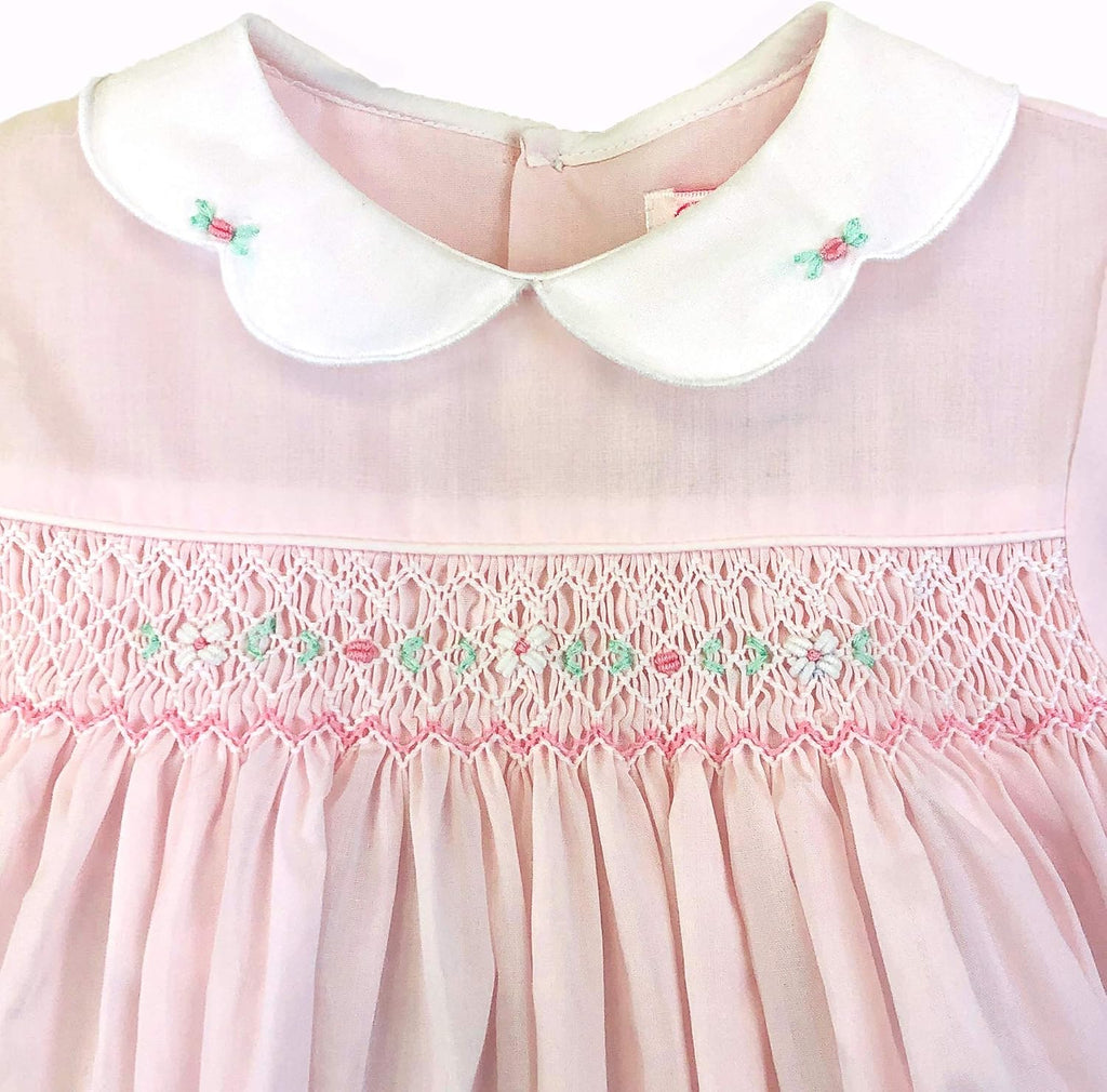 Baby Girls' Hand Embroidered Smocked Bubble Romper