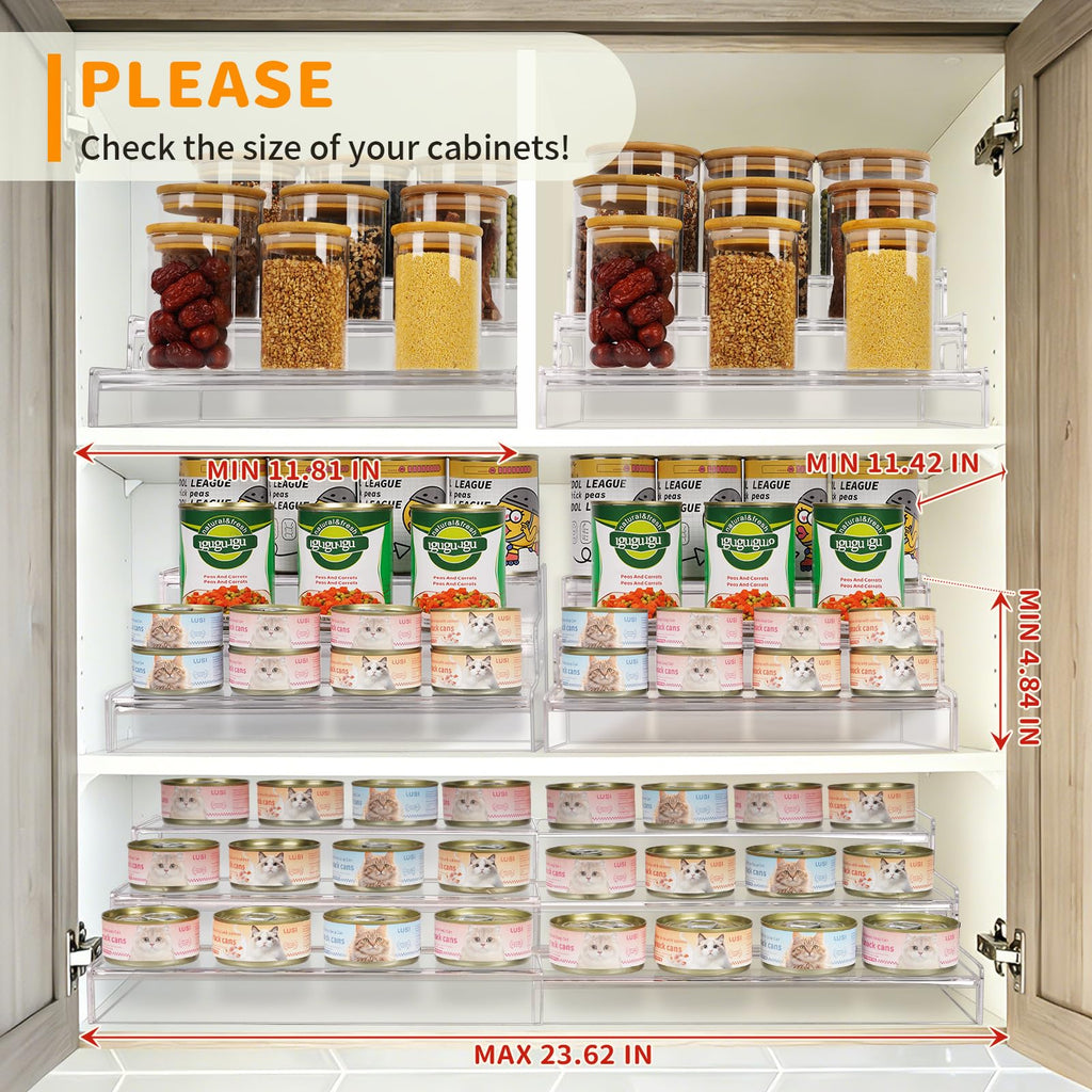 Expandable Can Rack Organizer, 3 Tier Acrylic Can Food Storage for Pantry