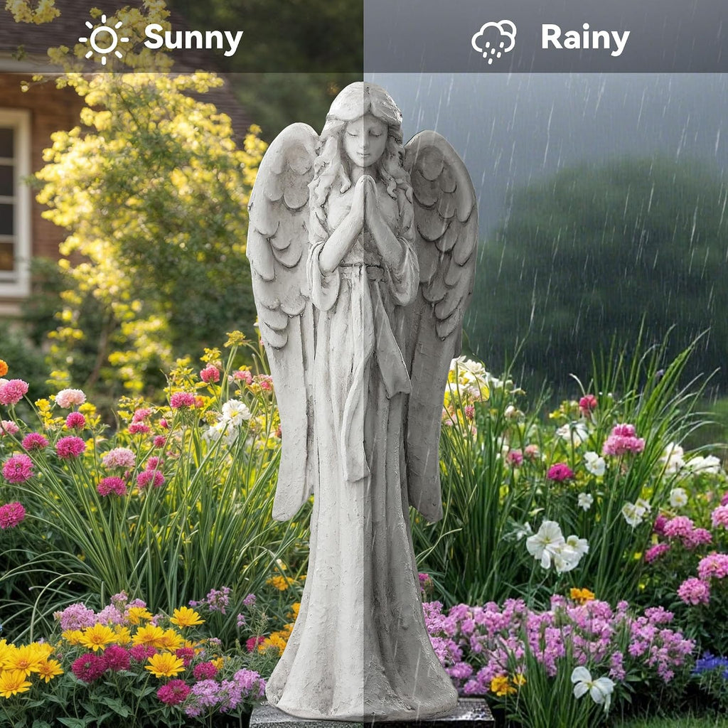 Praying Angel Statue Outdoor, Large Standing Garden Decor Figurine | Catholic Sculpture for Yard, Patio, or Cemetery.