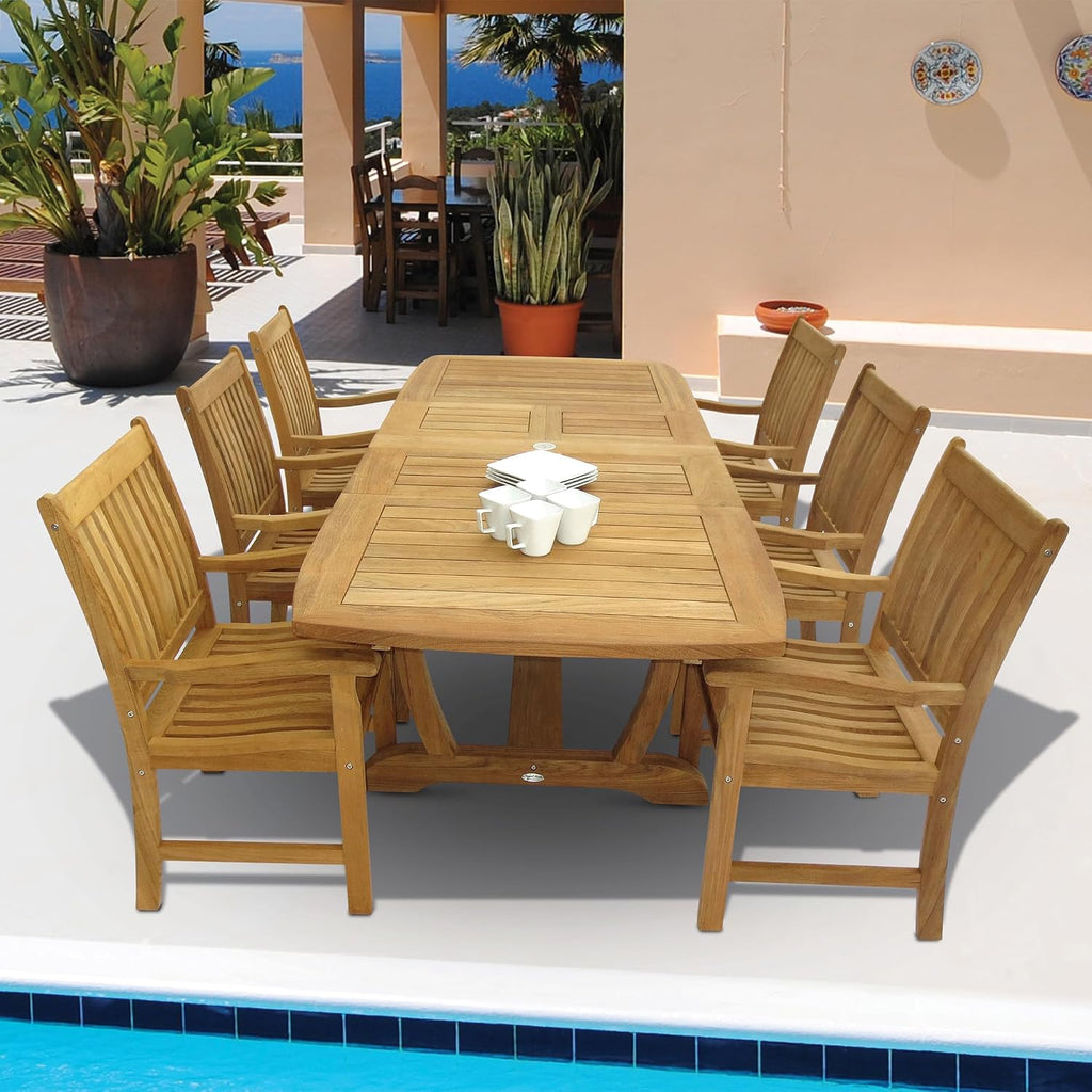 Gala Double Leaf Expansion Teak Table, 64/80/96-Inch