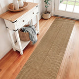 Hallway Washable Runner Rug,2x10 ft Boho Braided Kitchen Rugs,Neutral Entryway Rug,Faux Jute Rug,Non