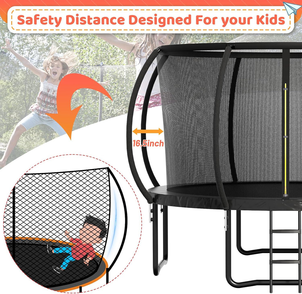 8FT 10FT 12FT 14FT 16FT Trampoline Outdoor for Kids & Adults | Pumpkin Trampolines with Safety Net, Ladder