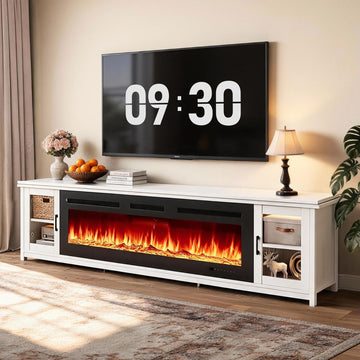 80" Fireplace TV Stand, Modern Entertainment Center with 50" Electric Fireplace, TV Console, Fits TVs Up to 90"