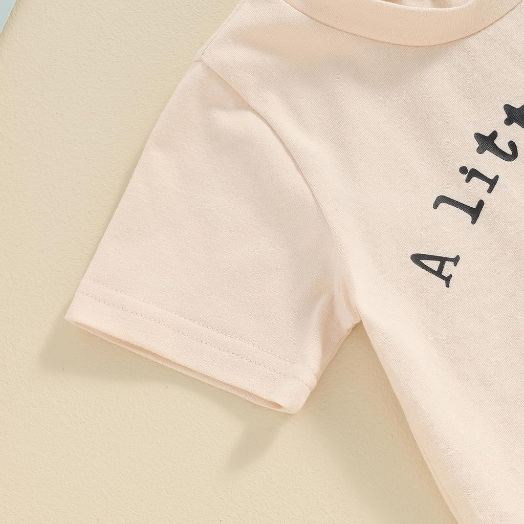 Toddler Boy Summer Outfit Infant Baby Boy Clothes Letters Short Sleeve T-shirt Top Elastic Waist Shorts Set 2Pcs