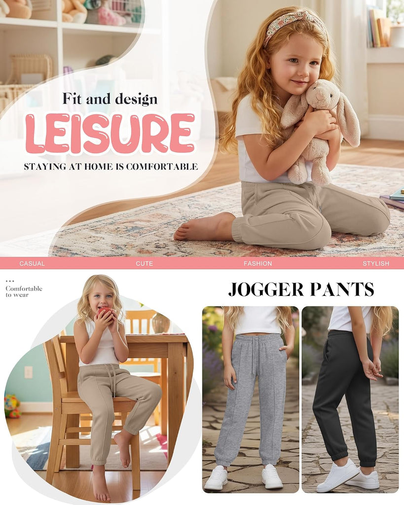 3 Pack Girl's Joggers Sweatpants School Pants