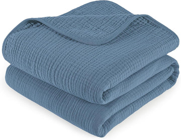 Baby Muslin Blankets 47" X 47", Layer 100% Cotton Muslin Blanket for Summer, Soft Breathable and Lightweight