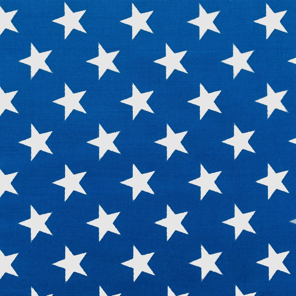 Star Print Polycotton Print Fabric - Blue/White - 59" Width Sold BTY
