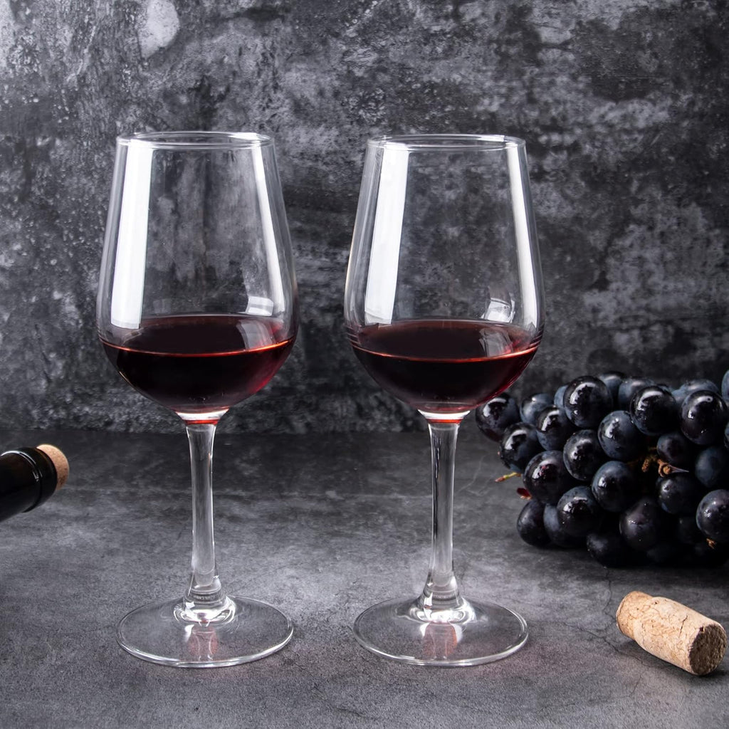 Fully Tempered Wine Glasses, Shock Resistant Wine Glass Set for Red or White Wine, Dishwasher Safe Stem Glasses for