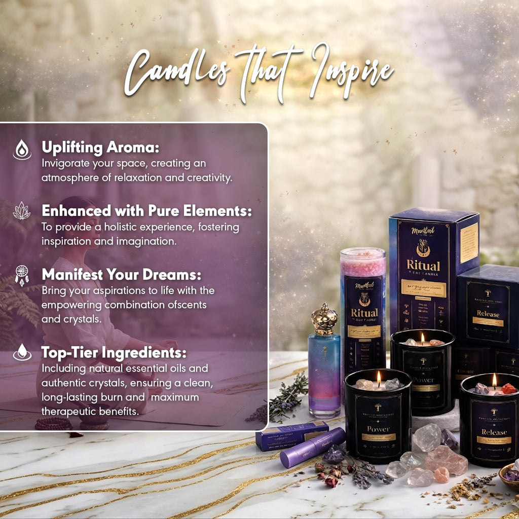 Aromatherapy Scented Candle for Women & Men - Infused with Rose Petals, Cannabis, & Amethyst Crystals - 100% Cotton