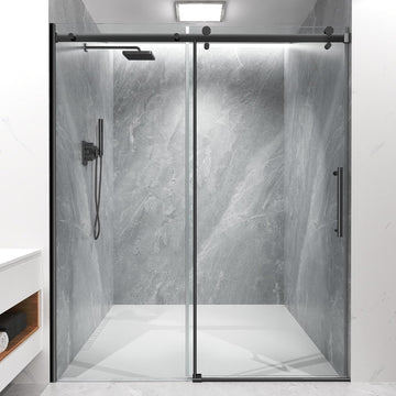 Frameless Shower Door, 56-60" W x 72" H Sliding Glass Shower Door, 5/16" (8mm) SGCC Tempered Glass