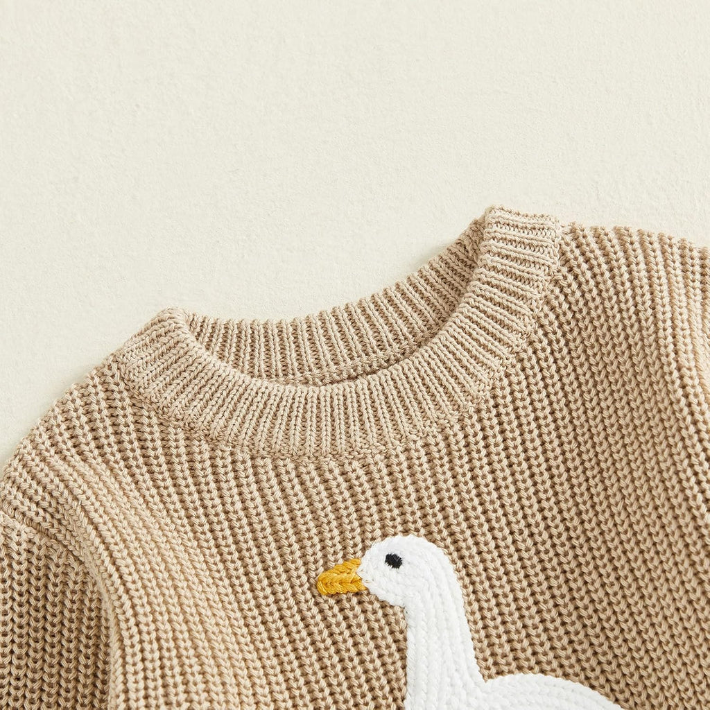 Newborn Baby Boy Girl Sweater Romper Silly Goose Embroidery Knit Onesie Knitted Bodysuit Warm Fall Winter Clothes