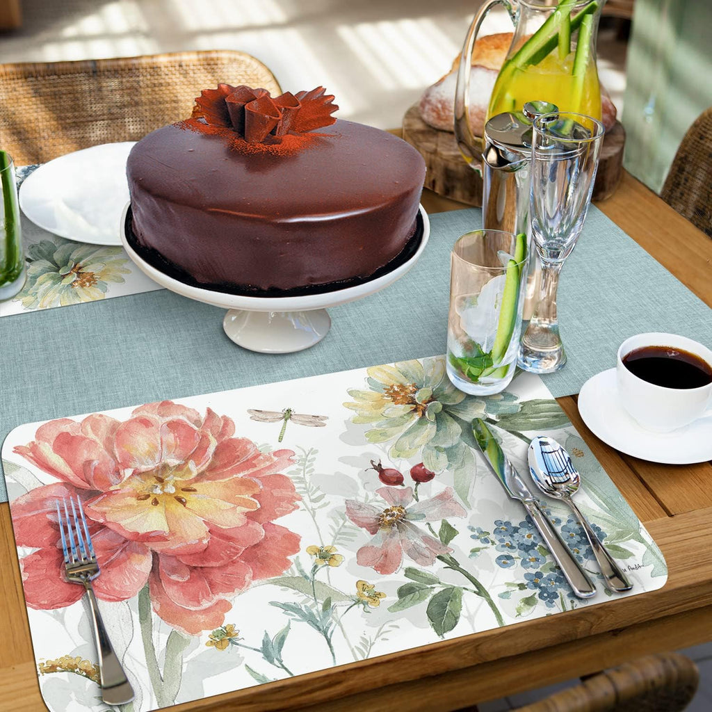 Spring Meadow Floral Reversible Easy Care Placemat 4 Pack - Set of 4