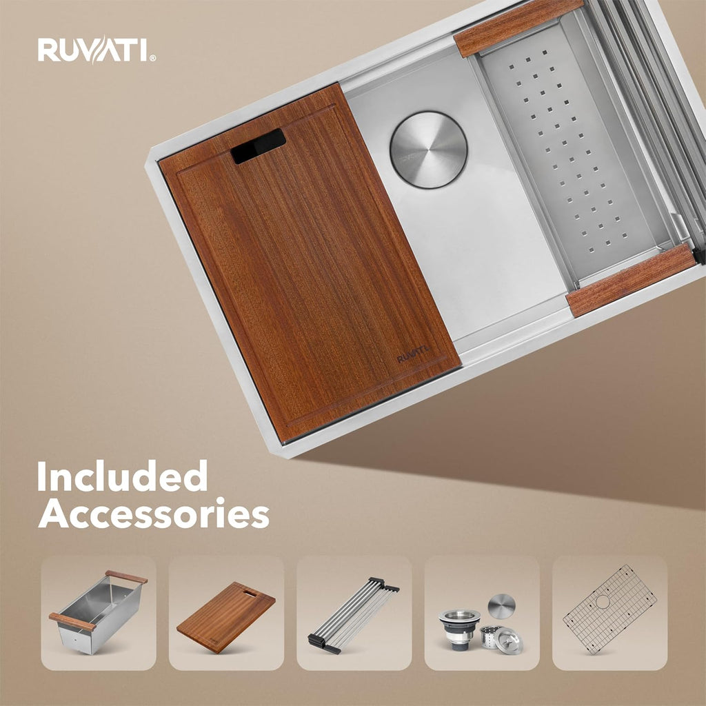 30-in Stainless Steel Undermount Workstation Kitchen Sink - RVH8310