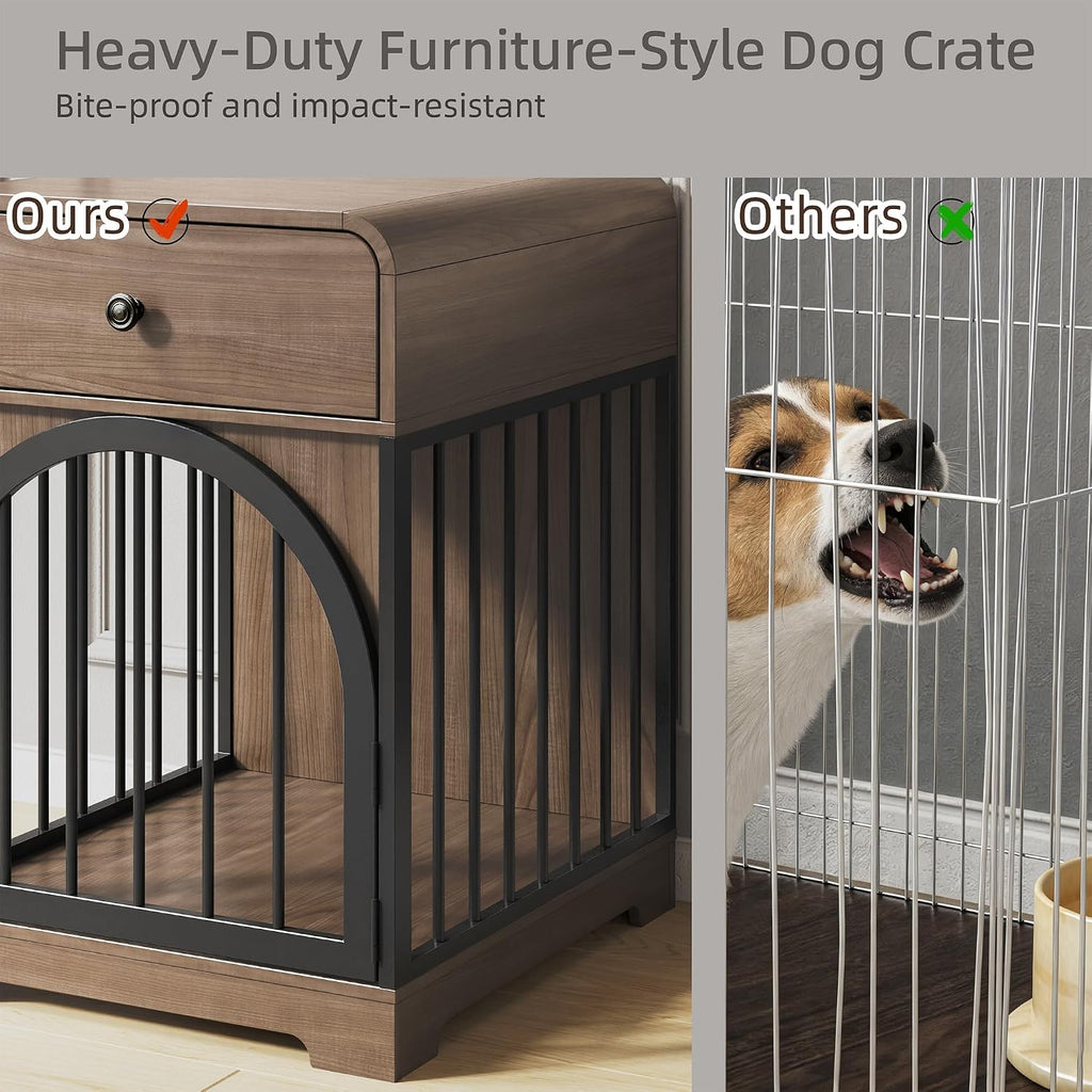 Dog Crate Furniture, Wooden Dog Crate House with Drawer, Kennel Indoor for Small Breed, Indoor Decorative Dog Kennel