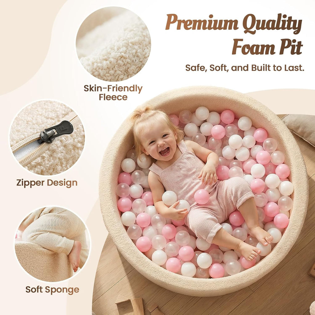 Baby Foam Ball Pit Teddy-Velvet: Ultra-Soft Ball Pit for Toddlers for Indoor Outdoor - Kids Play Toys for Playpen