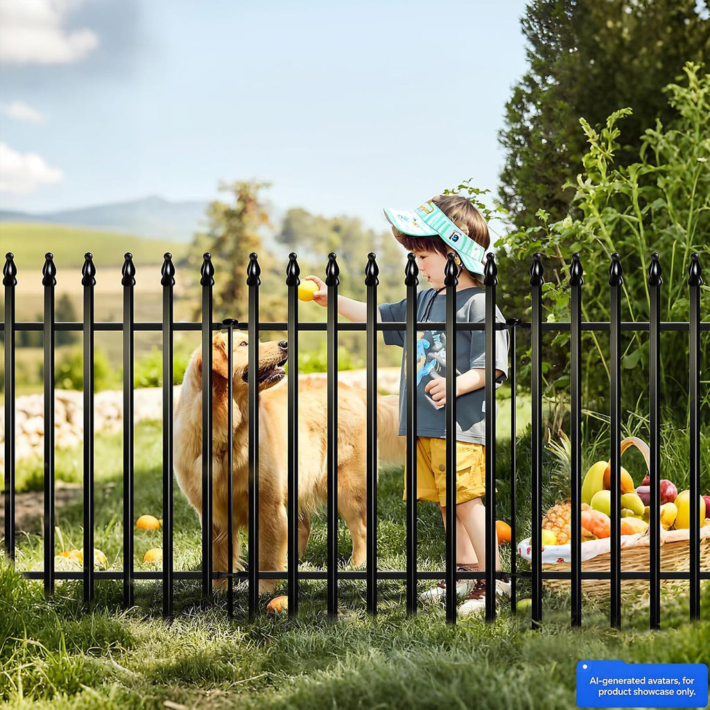 Metal Decorative Garden Fence 36" H x 28" W (5 Panels, Total Length 11.6 feet), Metal Border Folding Fence, Landscape