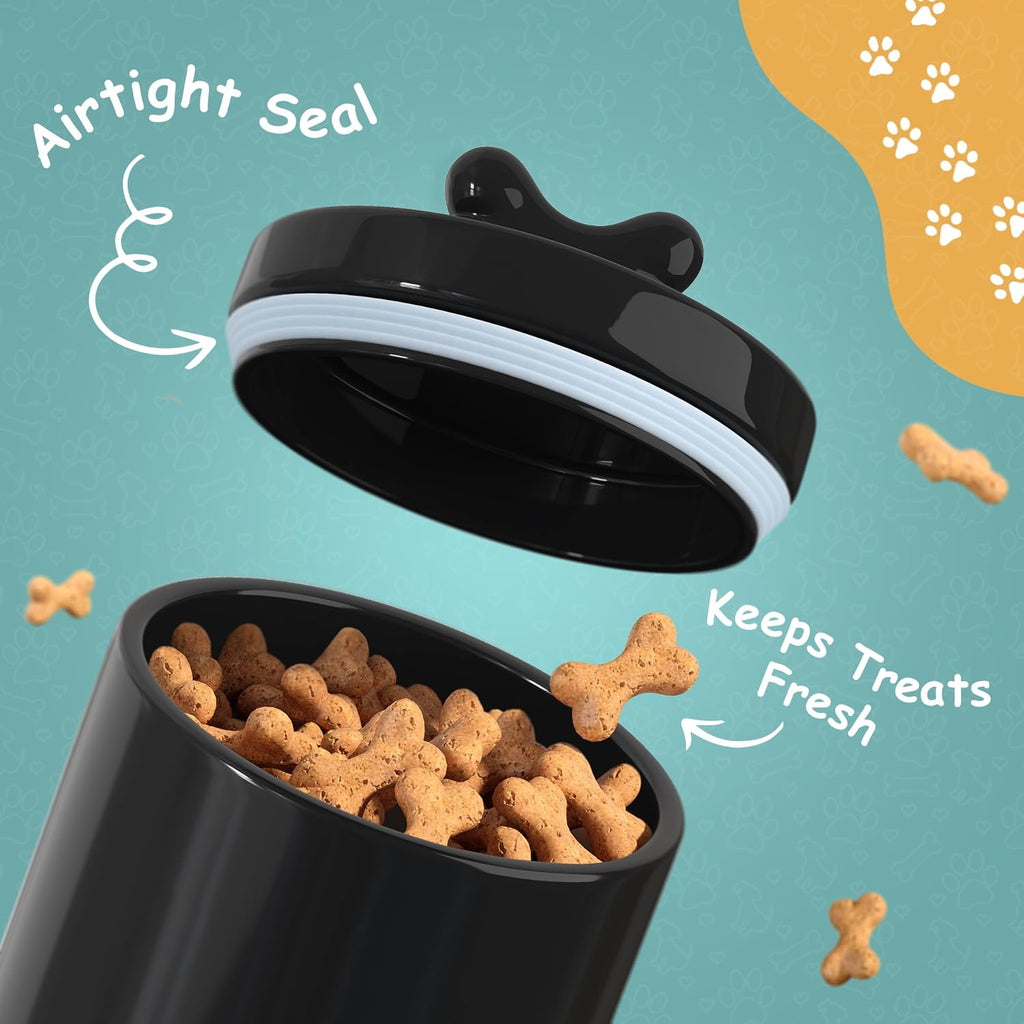 Ceramic Dog Treat Container with Airtight Lid (Black)