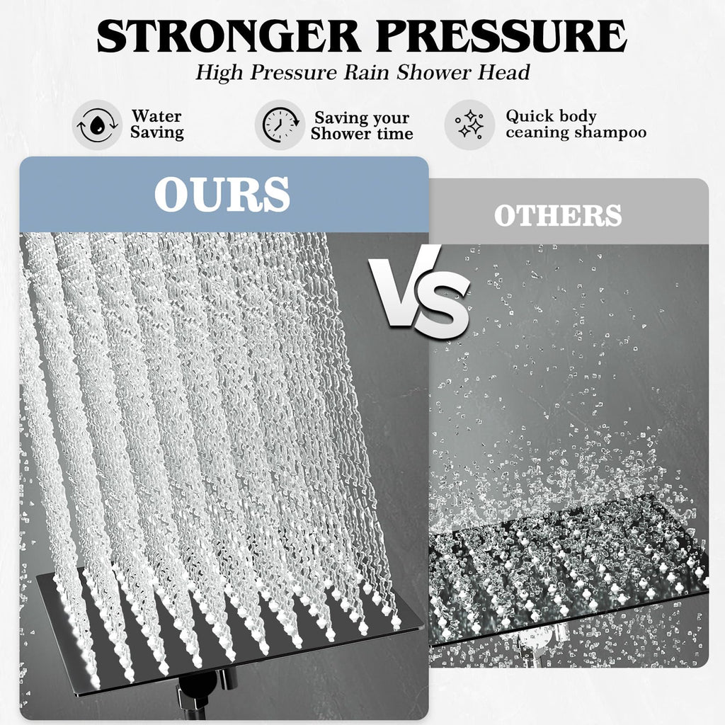 Shower Head, Rain Shower Head with Handheld Spray Combo, 12 Inch Adjustable High Pressure Rainfall Shower Head, Dual