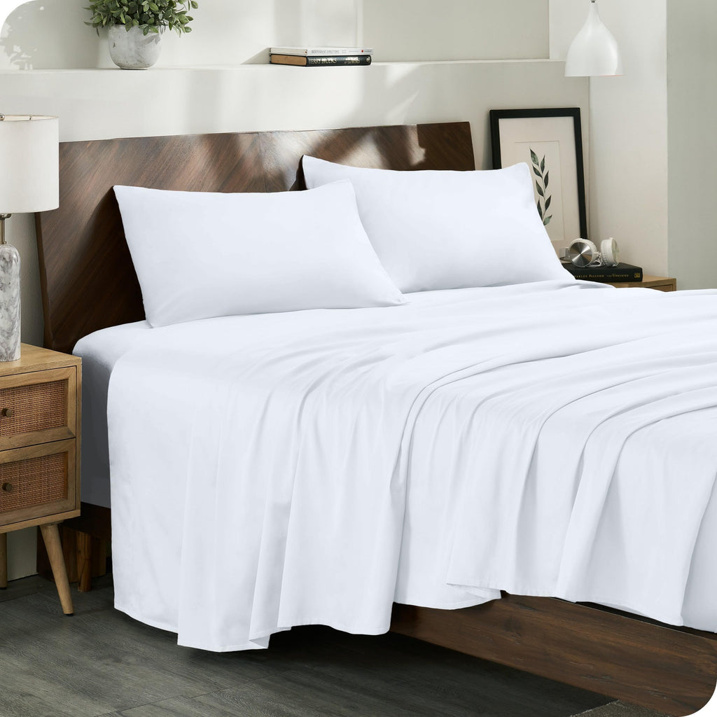 100% Organic Cotton Sateen Sheet Set (, White)