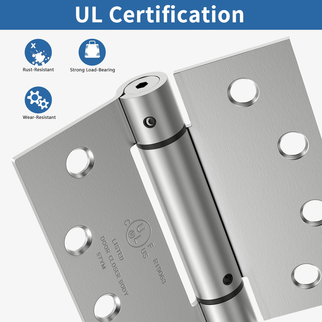 4.5 Inch Self Closing Door Hinges, Square Spring Hinges Self Closing 3 Pack