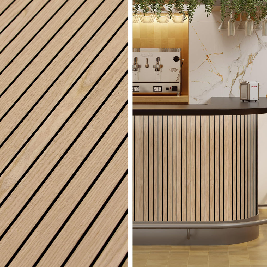 4-Pack Peel & Stick Acoustic Wood Slat Wall Panels