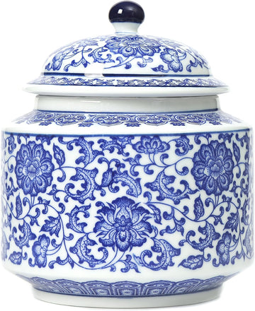 Blue and White Ginger Jar, Chinoiserie Vase, Small Chinoiserie Porcelain Décor, Ginger Jar Vase Decor, Shelf, Table