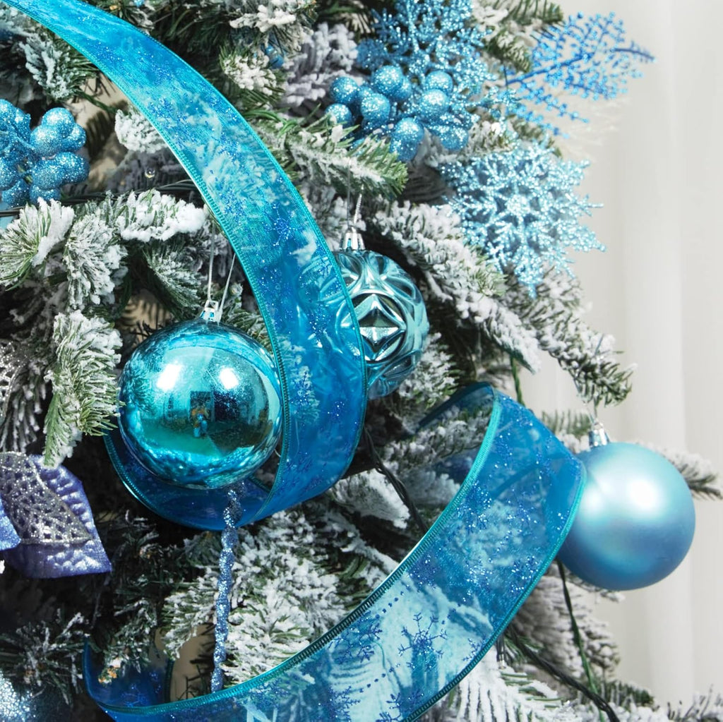 60mm/2.36" Christmas Ball Ornaments Shatterproof Christmas Ornaments Set Decorations Balls - (2.36'', Lake Blue) - Set of 24