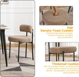 Upholstered Dining Chairs Set of 6, Mid-Century Modern Boucle Dining Chairs with Curved Backrest and Black Legs for Kitchen or Dining Room