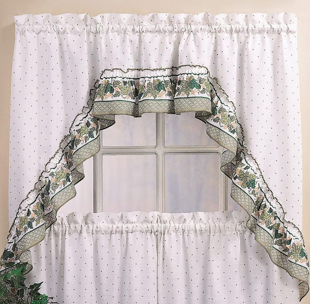 You Cottage Ivy Country Curtain Tier And Swag Set, Multi, 56-Inch X 36-Inch