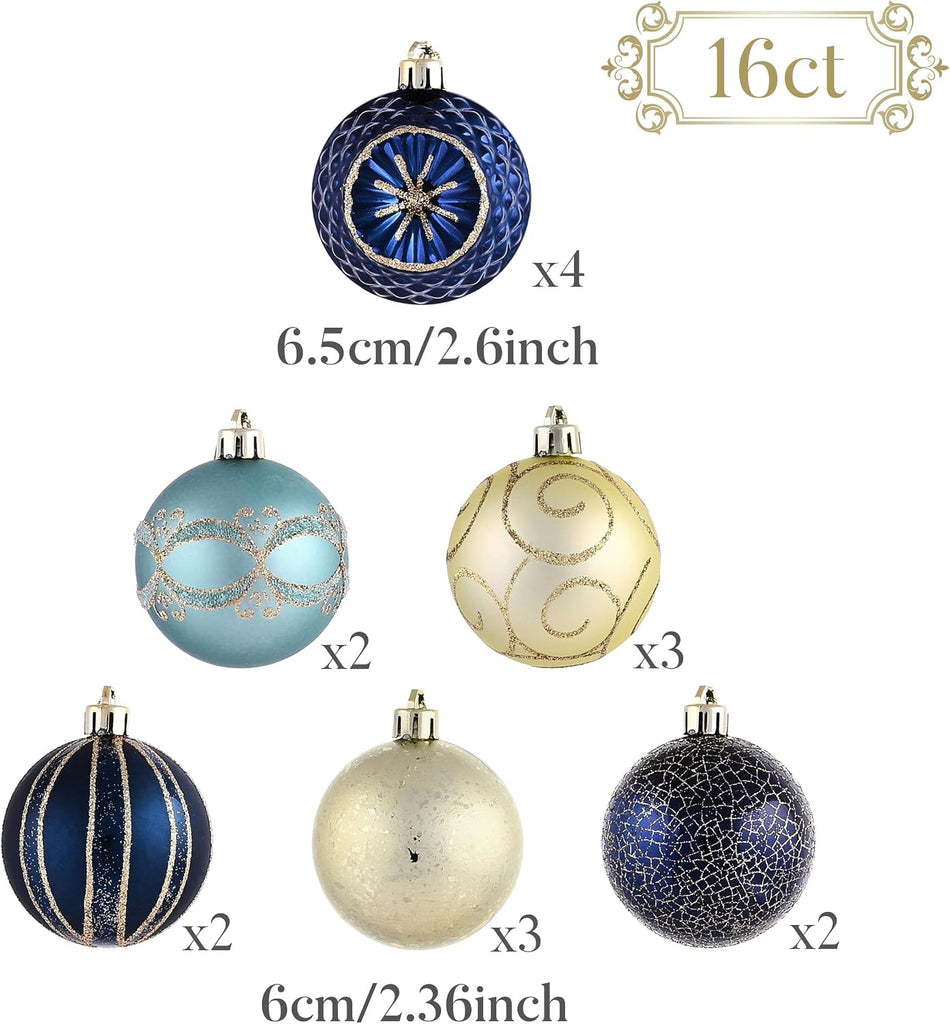 16ct Christmas Tree Decorations Ball Ornaments 2.36 Inches
