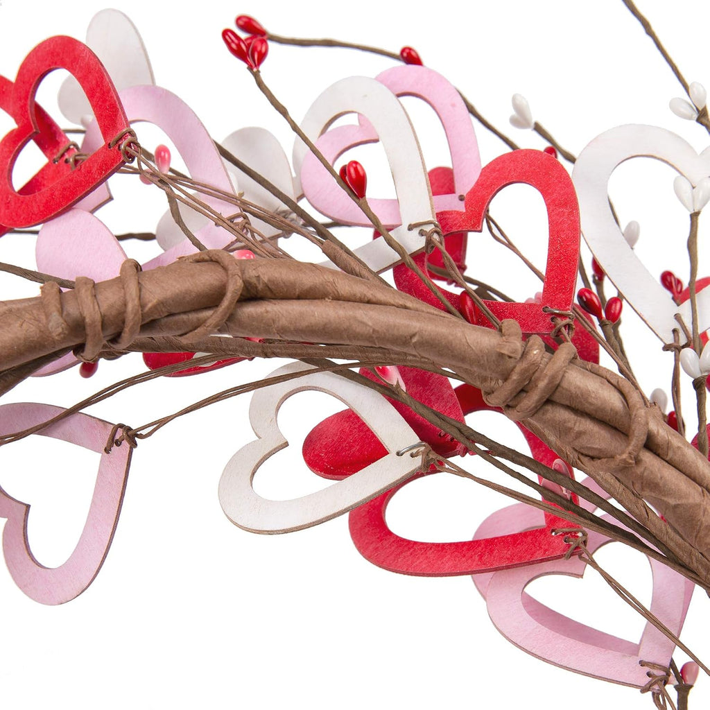 18 Inch Valentine's Day Heart Shaped Wreath for Wedding Party Anniversary - Artificial Wooden Door Wreath Gift