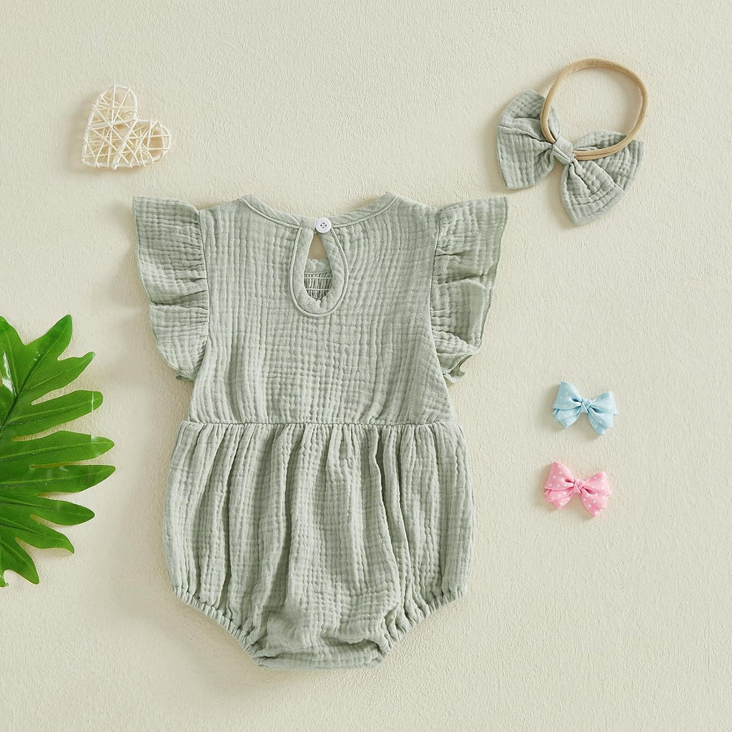 Baby Girl Clothes Summer Bubble Romper Headband Outfit