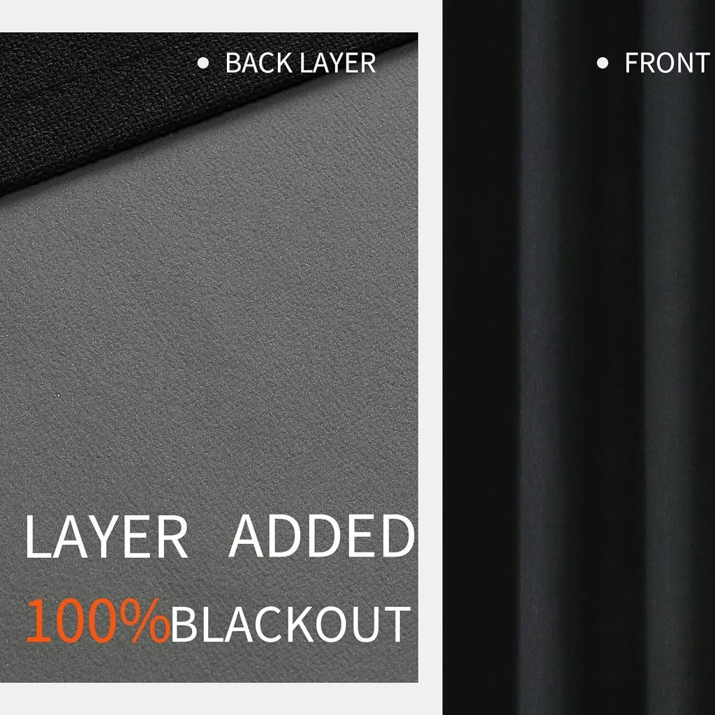 Blackout Curtains 84 Inch Length, 1 Panel, Thermal Insulated Linen Black Out Curtains with Grommets (100x84)