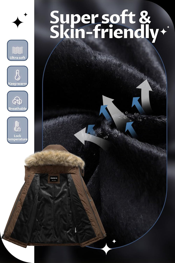 Boys' Waterproof Snow Coat Parka Windproof Winter Jacket With Detachable Fleece Hood