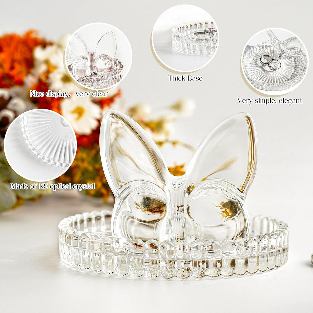 4 Inch Crystal Butterfly Ring Holder Dish Jewelry Tray Wedding Decor