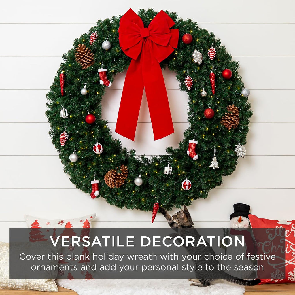48in Large Artificial Pre-Lit Fir Christmas Wreath Holiday Accent Decoration w/ 250 Multicolor Lights, 714 PVC Tips