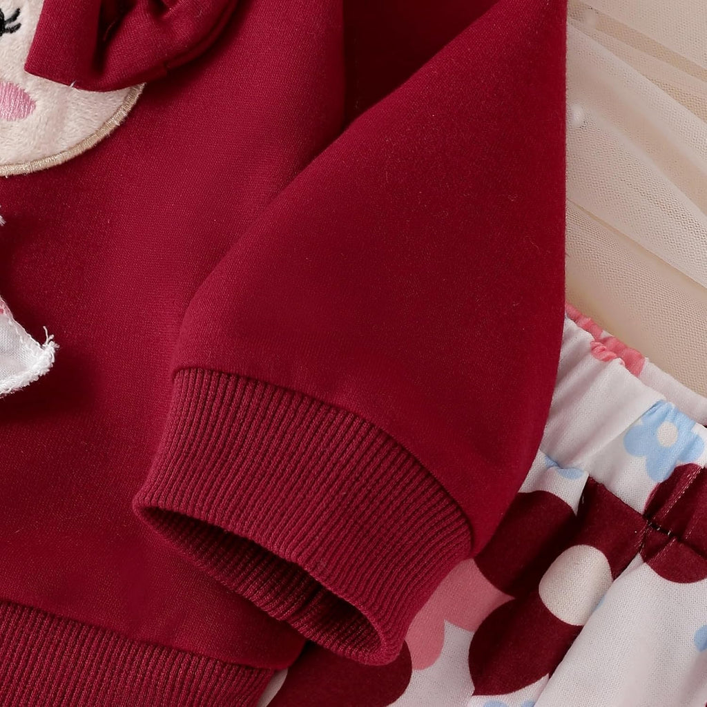 Baby Girl Clothes Bear Sweatshirt Flare Pants Set Fall Outfits