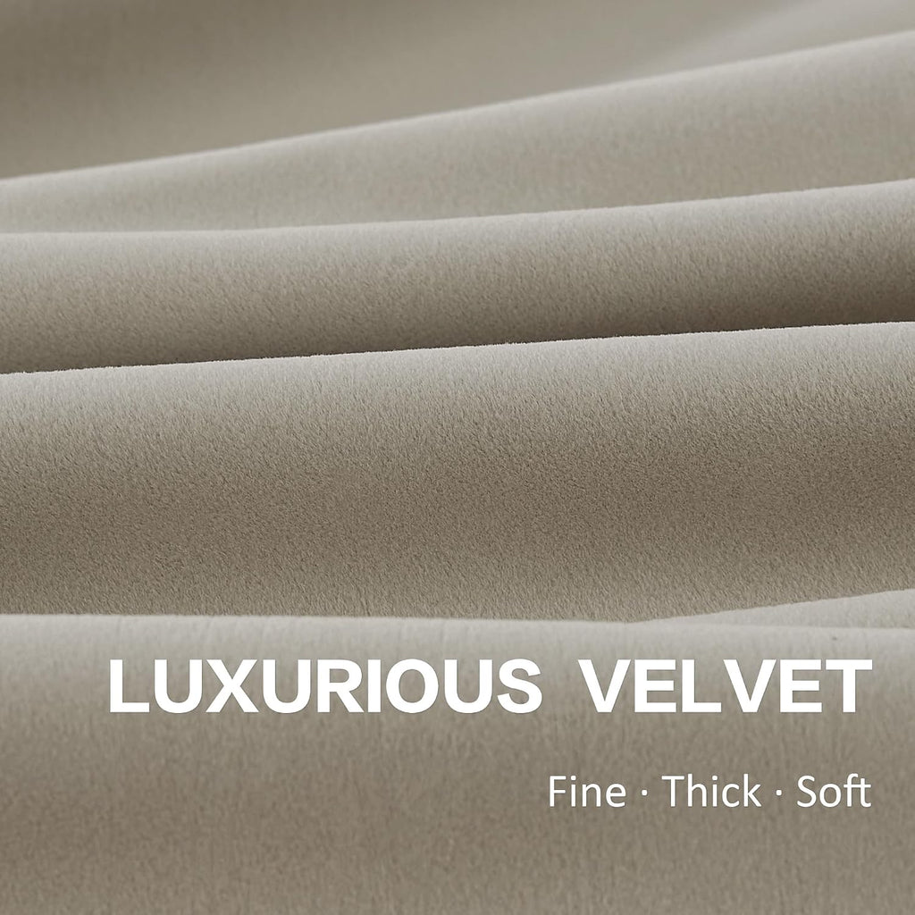 Luxury Velvet Pleated Curtains 108 Inches Long 1 Panel, Camel Beige Pinch Pleated Drapes Panels for Patio Sliding
