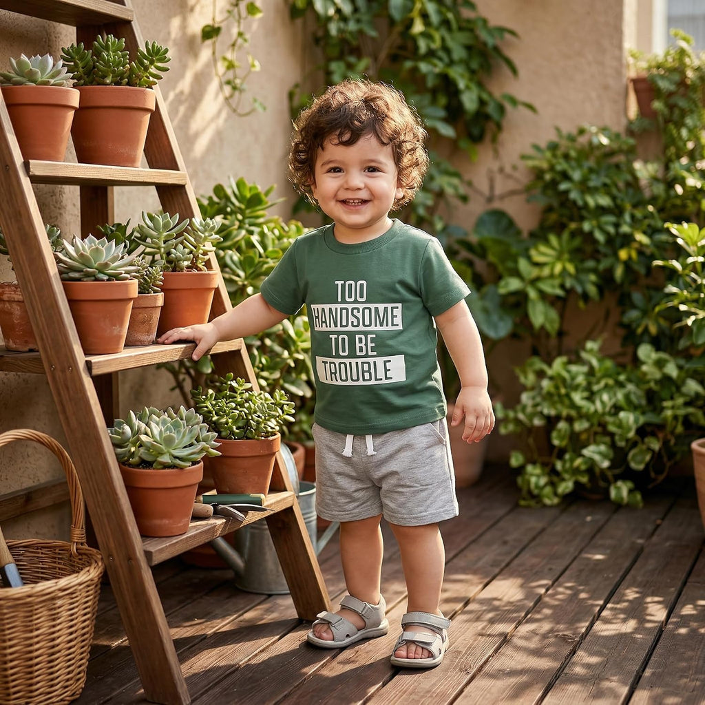 Toddler Baby Boy Summer Clothes Sets Tops Elastic Shorts Outfits