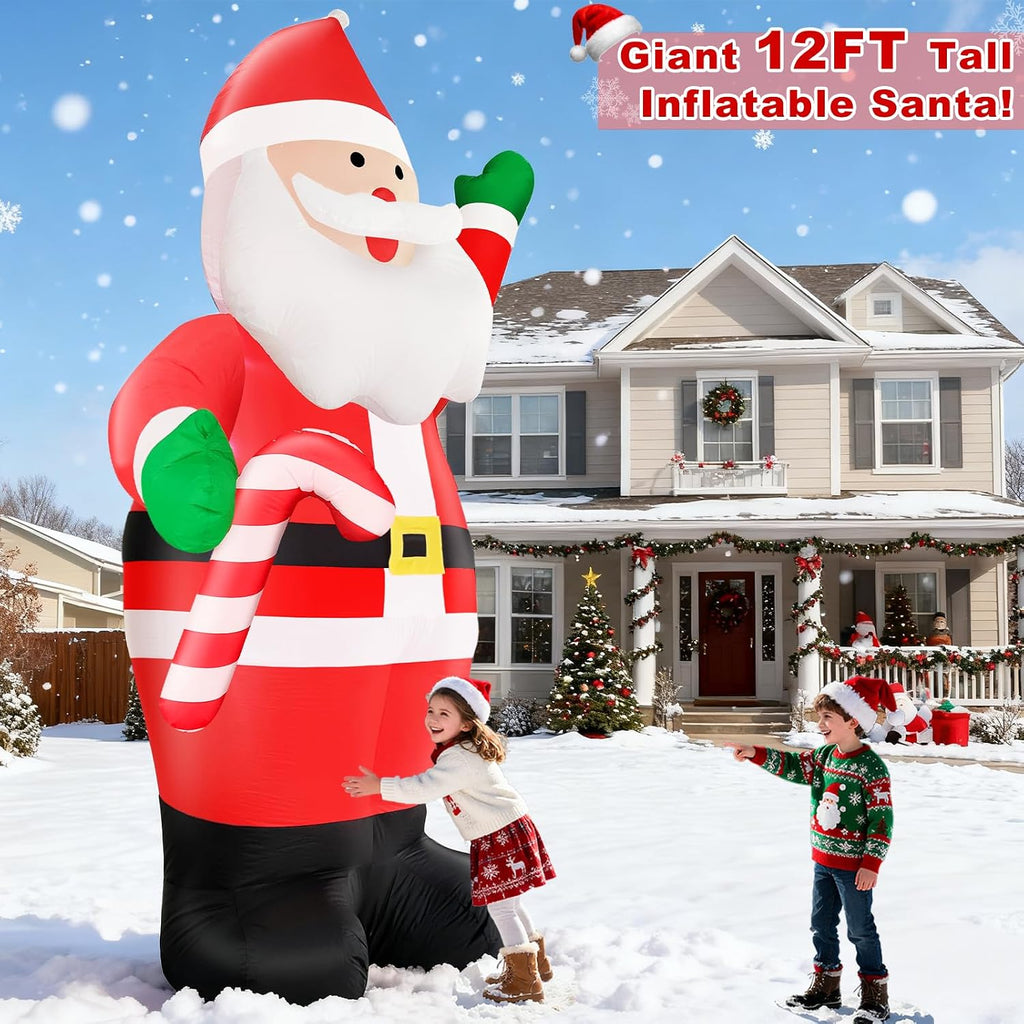 12 Ft by 6.7 Ft Giant Christmas Inflatables Santa Claus Outdoor Decorations